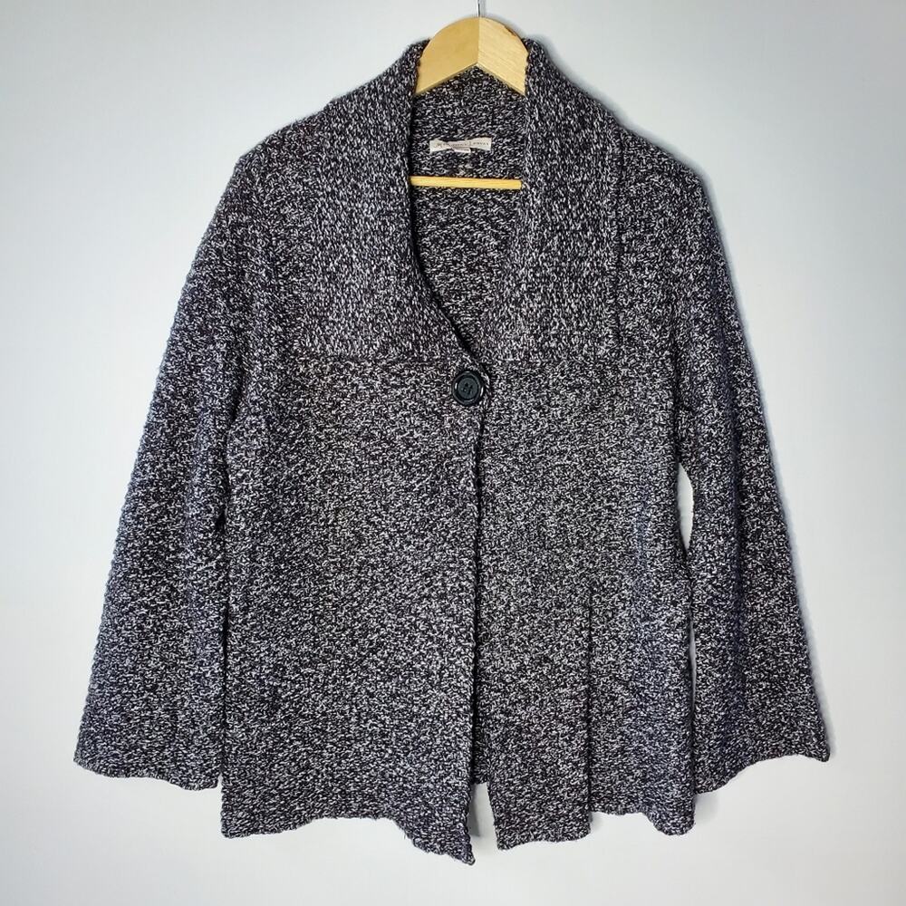 JM Collection Woman Black & white marled single button cardigan Sweater